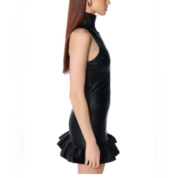RUFFLED PU MINI DRESS Medium - Picture 5 of 8